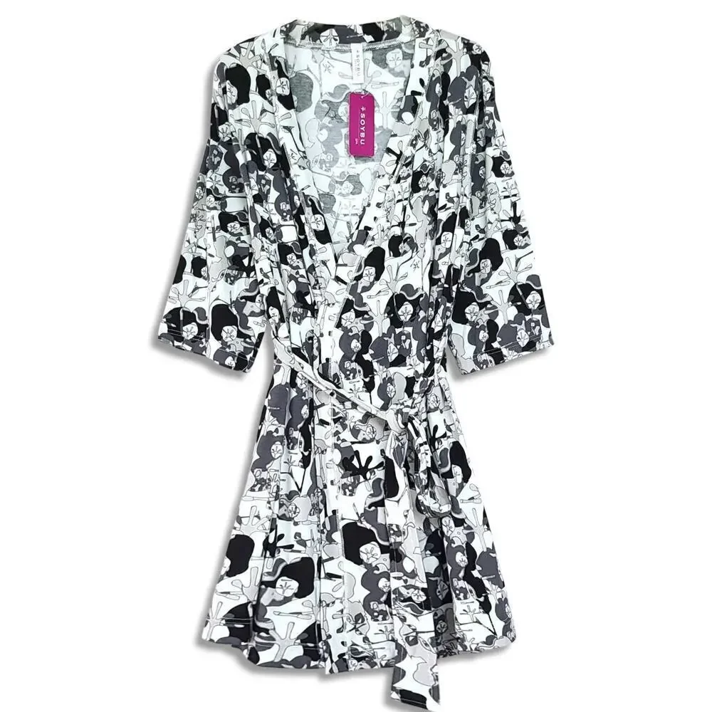 New Soybu Zen Women's Ultra Soft Three-quarter Sleeve Stretch Jersey Robe - Picture 2 of 6